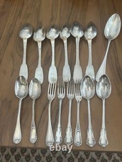 Lot Couverts Argent Massif 884 G Collection Ou Fonte / Argenterie Ancienne