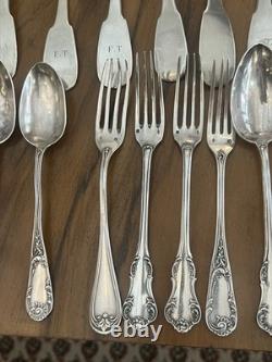 Lot Couverts Argent Massif 884 G Collection Ou Fonte / Argenterie Ancienne