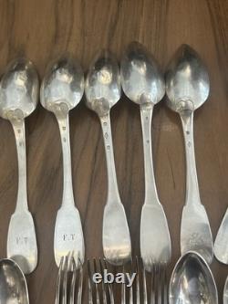 Lot Couverts Argent Massif 884 G Collection Ou Fonte / Argenterie Ancienne