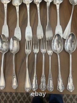 Lot Couverts Argent Massif 884 G Collection Ou Fonte / Argenterie Ancienne