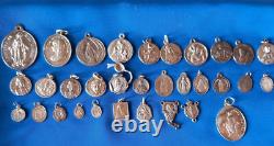 Lot De 32 Medailles Religieuses Anciennes En Argent Massif N°8