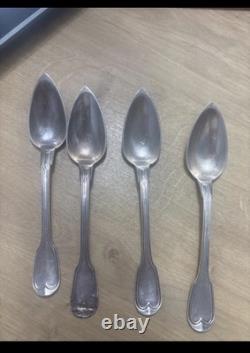 Lot de 4 cuillères anciennes en ARGENT MASSIF poinçon Minerve style filet