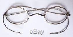 Lunettes anciennes ARGENT massif et étui cuir bésicles lorgnon silver glasses