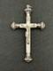 Magnifique Ancienne Grande Croix Pectorale Pendentif En Nacre Et Argent Massif