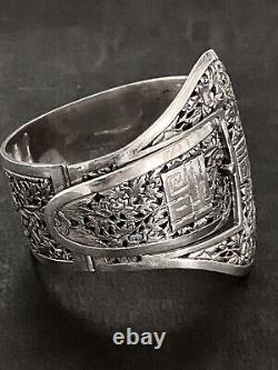 Magnifique Ancien Bracelet Chinois En Argent Massif