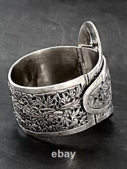 Magnifique Ancien Bracelet Chinois En Argent Massif