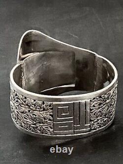 Magnifique Ancien Bracelet Chinois En Argent Massif