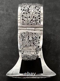 Magnifique Ancien Bracelet Chinois En Argent Massif