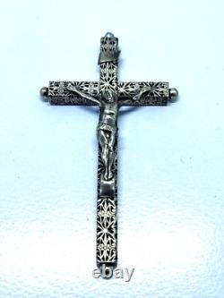 Magnifique Crucifix Ancien Argent Massif Début XXe siècle