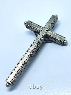 Magnifique Crucifix Ancien Argent Massif Début XXe siècle