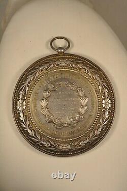 Medaille Argent Massif Decoration Ancien Pompiers Chateau Thierry Fireman Medal