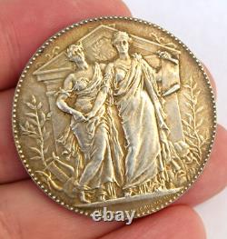 Médaille Art Nouveau Dubois argent massif vermeil ancienne medal french silver