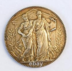 Médaille Art Nouveau Dubois argent massif vermeil ancienne medal french silver