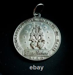 Médaille MIRACULEUSE Argent Massif 800 ancienne Signée PENIN A LYON Gravée VTG