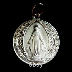 Médaille Miraculeuse Argent Massif Bijou ancien Pendentif Chaine Collier Vintage