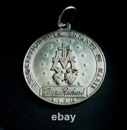 Médaille Miraculeuse Argent Massif Bijou ancien Pendentif Chaine Collier Vintage