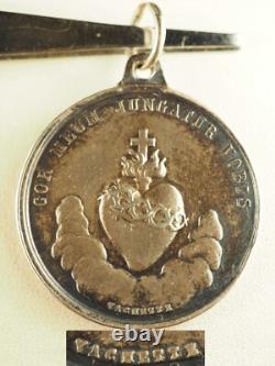 Medaille Religieuse Ancienne Argent Massif Signe Vachette Silver Medal 3.3cm