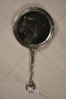 Miroir Face A Main Ancien Argent Massif XIX Antique Solid Silver Hand Mirror