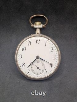Montre de gousset ancienne suisse argent massif Fonctionne À réviser