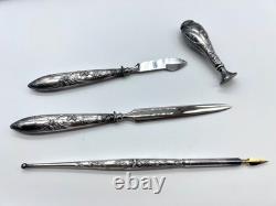 Nécessaire écriture ancien argent massif 800 poinçons ARO coffret XIXe