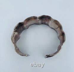 Obracelet Ancien Argent Massif Poincon Tete Minerve Grave Fleur 17 Grammes W1112