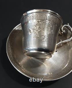 Orfevre Doutre Roussel Ancienne Tasse Et Sous-tasse en ARGENT Minerve 19ème