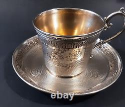 Orfevre Doutre Roussel Ancienne Tasse Et Sous-tasse en ARGENT Minerve 19ème