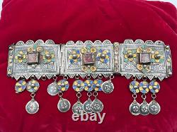 PARURE FRONTALE ARGENT MASSIF BERBERE KABYLE ancien Mariage TAOUNZA