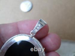 PENDENTIF-Camée à l'antique en pâte de verre ancien-Argent massif 925/silver