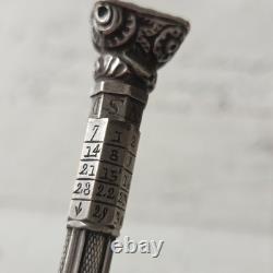 PORTE MINE STYLO CRAYON ARGENT Calendrier Sceau Ancien XIXè