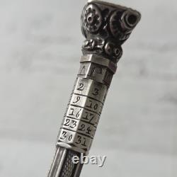 PORTE MINE STYLO CRAYON ARGENT Calendrier Sceau Ancien XIXè