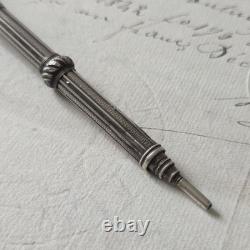 PORTE MINE STYLO CRAYON ARGENT Calendrier Sceau Ancien XIXè