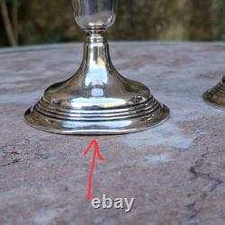 Paire Bougeoir Argent Massif 835 Pays Bas Hollande 1967 Ancien Vintage Bougeoirs