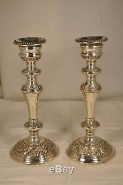 Paire De Bougeoirs Anciens Argent Massif Solid Silver Candlesticks
