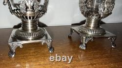 Paire de Moutardiers anciens en argent massif Décor Palmettes Multiples Poinçons