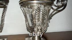 Paire de Moutardiers anciens en argent massif Décor Palmettes Multiples Poinçons