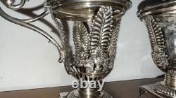 Paire de Moutardiers anciens en argent massif Décor Palmettes Multiples Poinçons