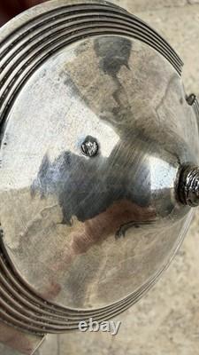 Paire de Moutardiers anciens en argent massif Décor Palmettes Multiples Poinçons