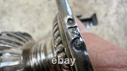 Paire de Moutardiers anciens en argent massif Décor Palmettes Multiples Poinçons