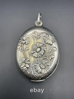 Pendentif Ancien Art Nouveau En Argent Massif Ref80480