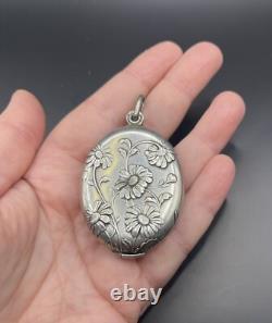 Pendentif Ancien Art Nouveau En Argent Massif Ref80480