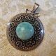 Pendentif Ancien Artisan Argent Massif Amazonite Autriche Circa 1930 37mm H50mm