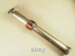 Pendentif Chatelaine Porte-crayon Ancien Argent Massif Emaille Antique Tricolour