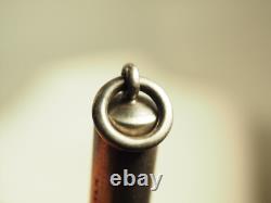 Pendentif Chatelaine Porte-crayon Ancien Argent Massif Emaille Antique Tricolour