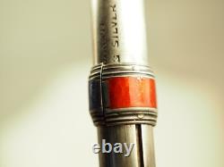 Pendentif Chatelaine Porte-crayon Ancien Argent Massif Emaille Antique Tricolour