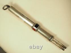 Pendentif Chatelaine Porte-crayon Ancien Argent Massif Emaille Antique Tricolour