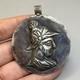 Pendentif Ancien Grec Romain En Argent Massif Avec Image Roi