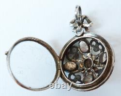 Pendentif argent massif + turquoise perles bijou ancien pearl porte-photo silver
