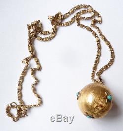 Pendentif boule et chaine en argent massif bijou ancien silver pendant