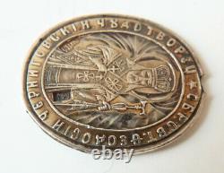 Pendentif médaille religieuse en argent massif Bijou ancien silver Russe Russie
